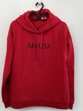 Aritzia Red Hoodie with Black Logo Text - XS / S